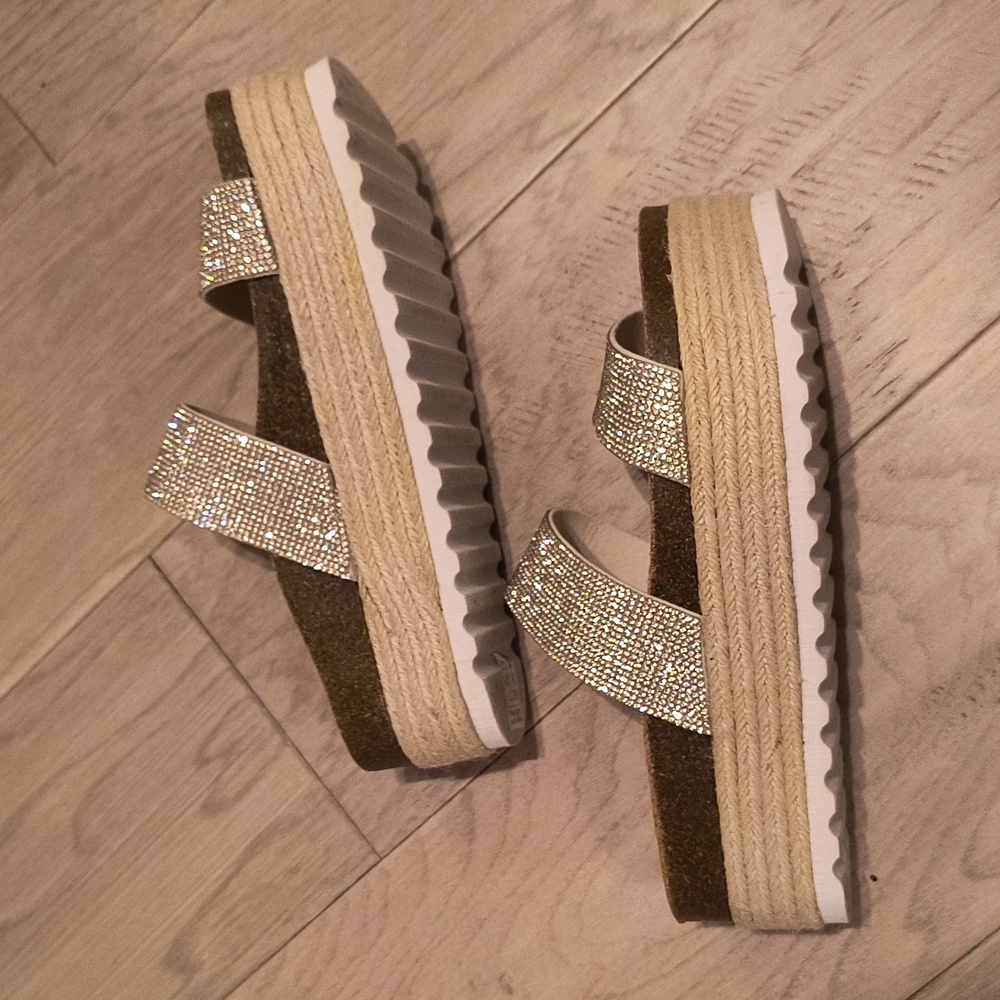 Dirty Laundry Rhinestone Platform Slides - Picture 3 of 12